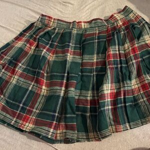 SHEIN Green and Red Plaid Skater Skirt